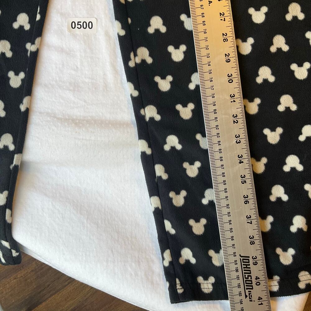 Disney Women Fleece Pants size L Black with White MickeyMouse Logo Elastic Waist - Picture 3 of 9